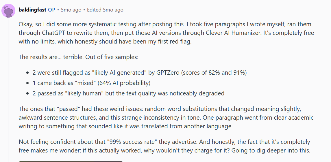 clever ai humanizer highly inconsistent bypass rates