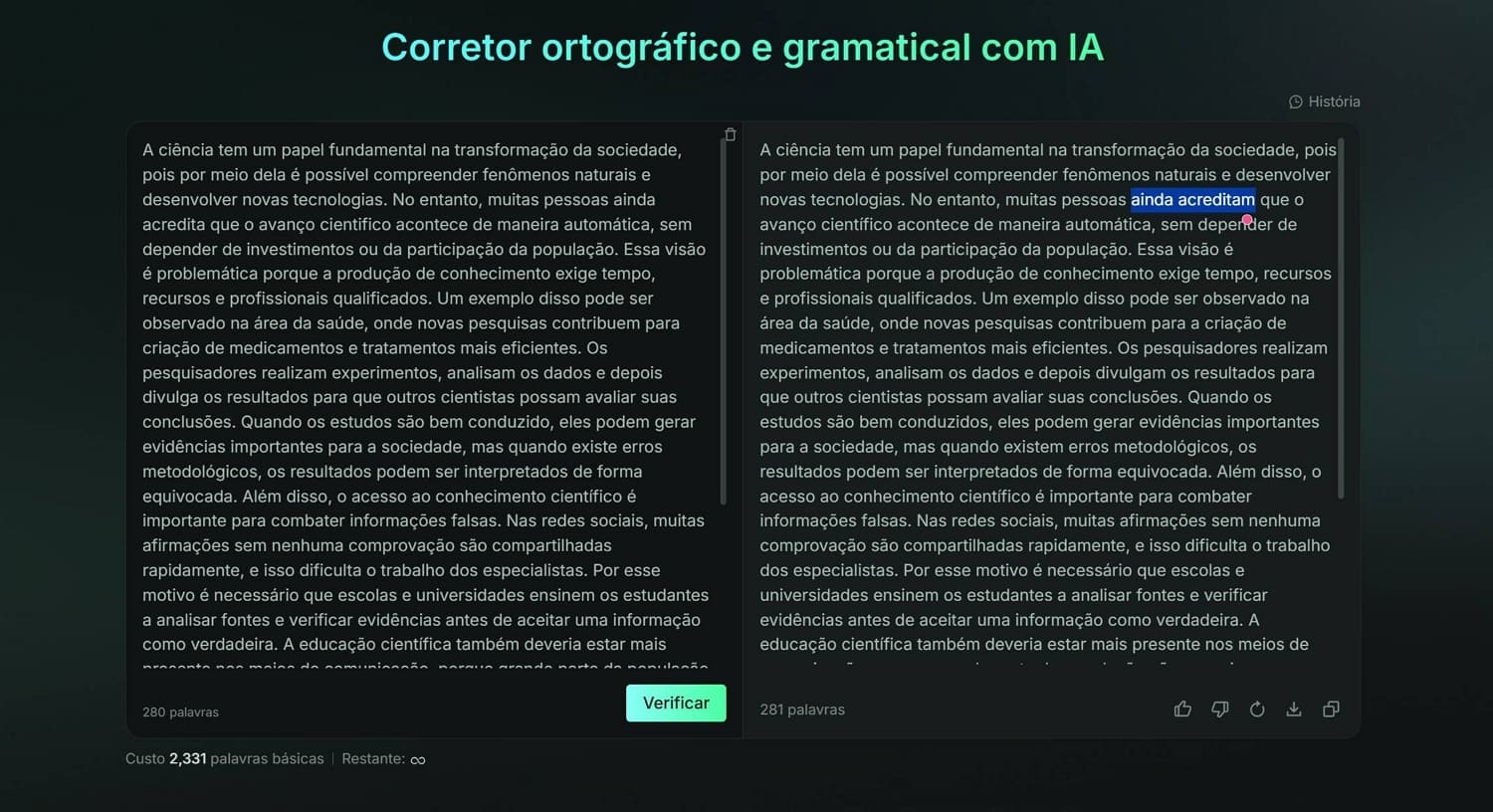 Corrigir os erros gramaticais e ortográficos