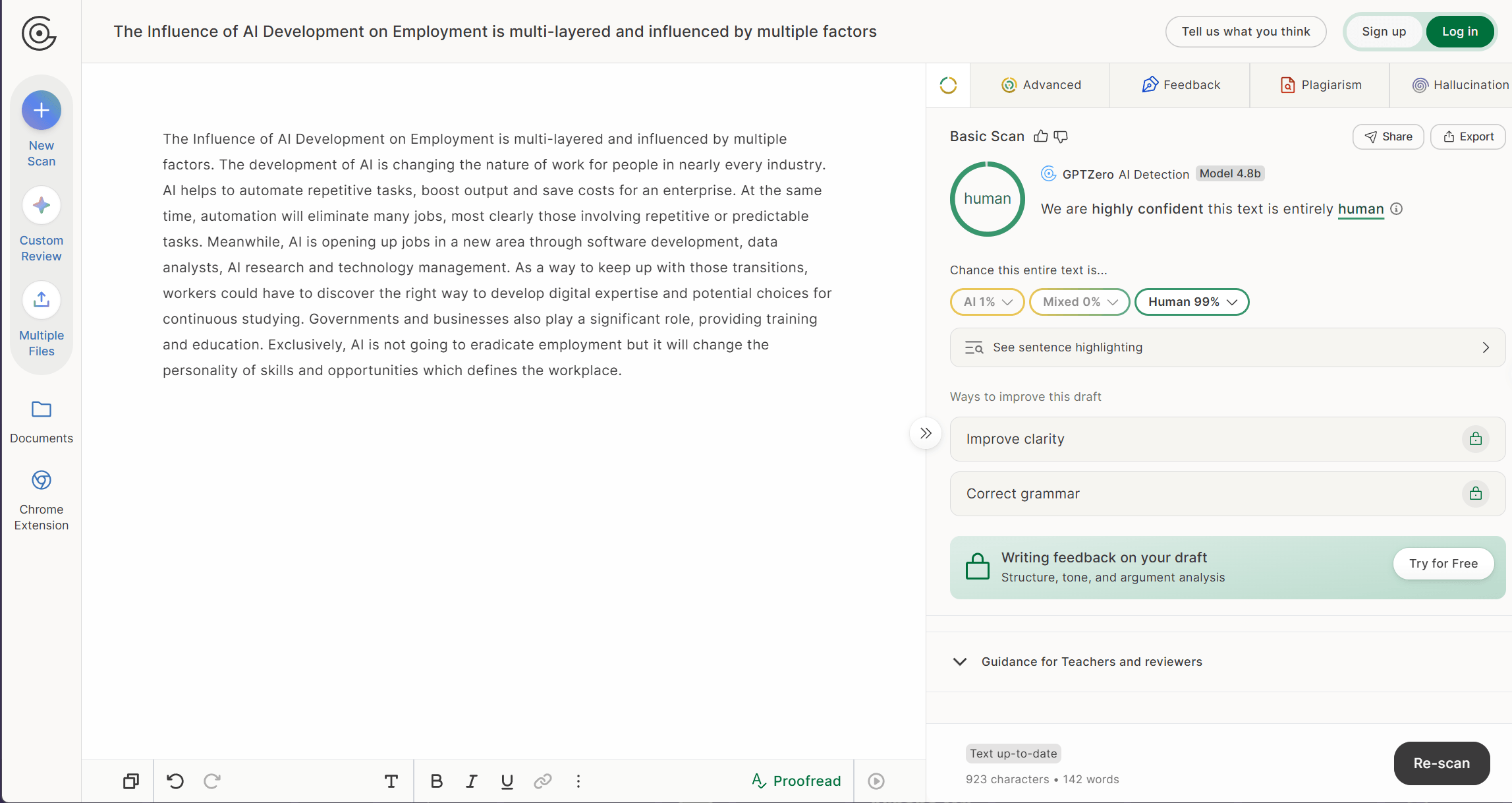 GPTZero detect Humbot humanizer text