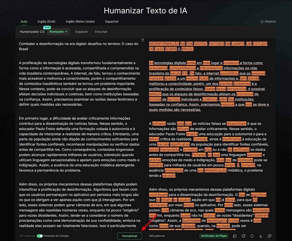 Humanizar tecto de IA