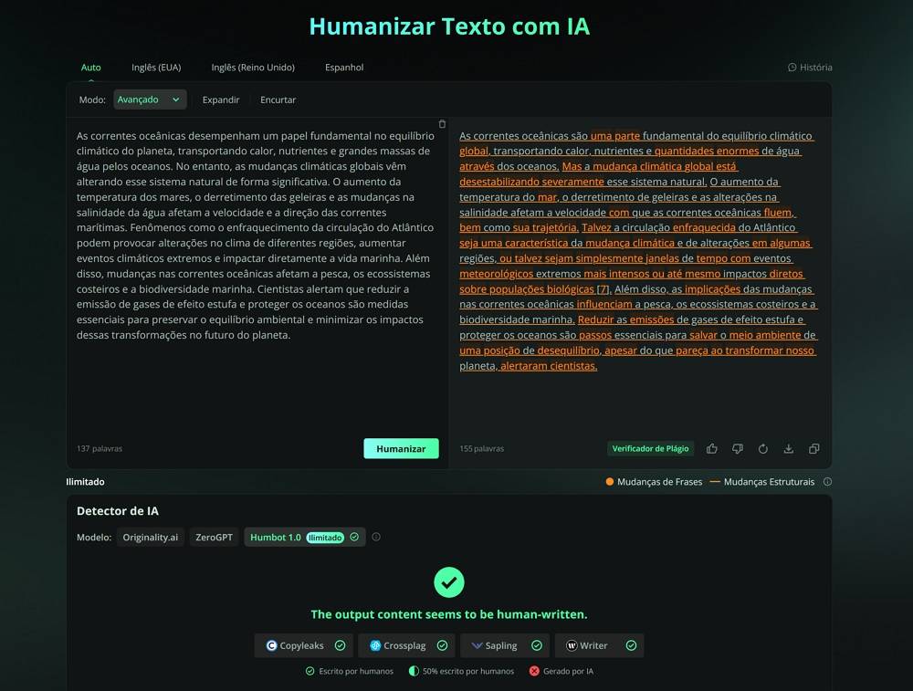 Humbot Humanizador de texto IA