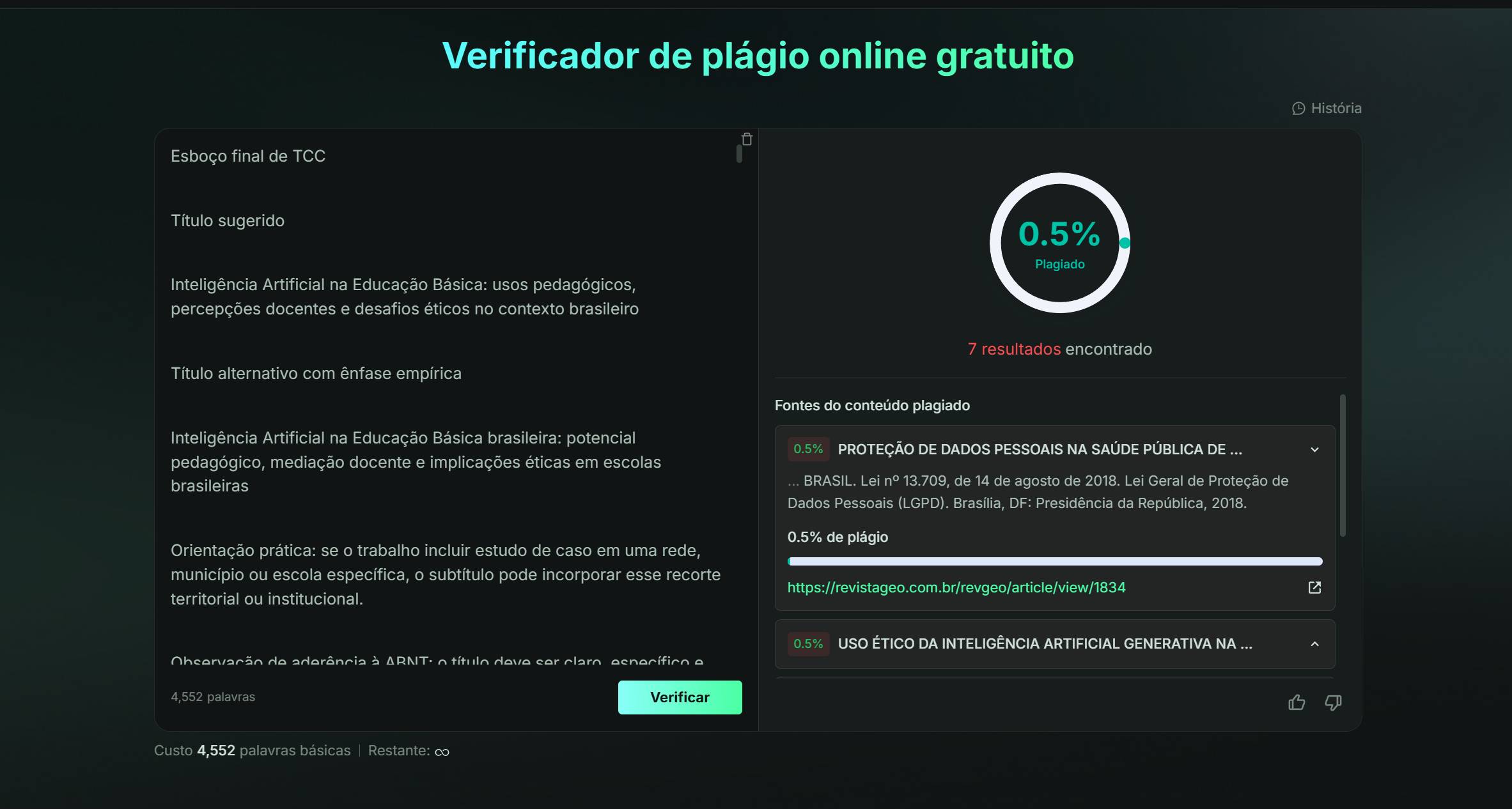 Humbot Detector de plágio