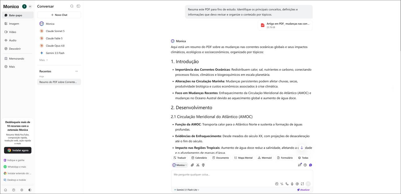 Monica AI Resumo de PDF