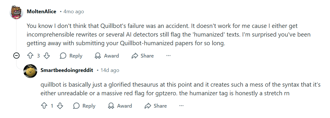 reddit quilbot humanizer review
