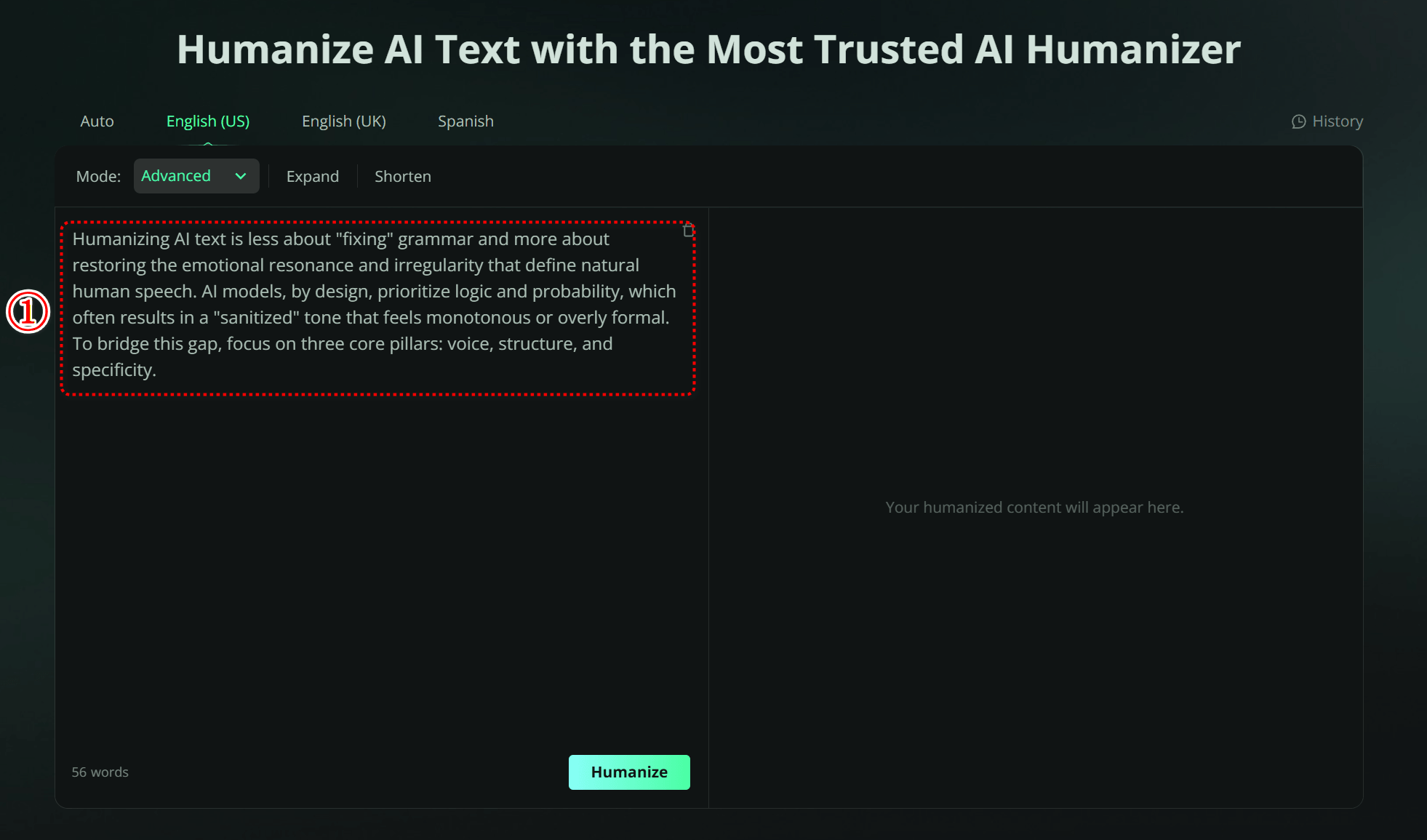 ステップ1:Humbot Humanizerを使用する