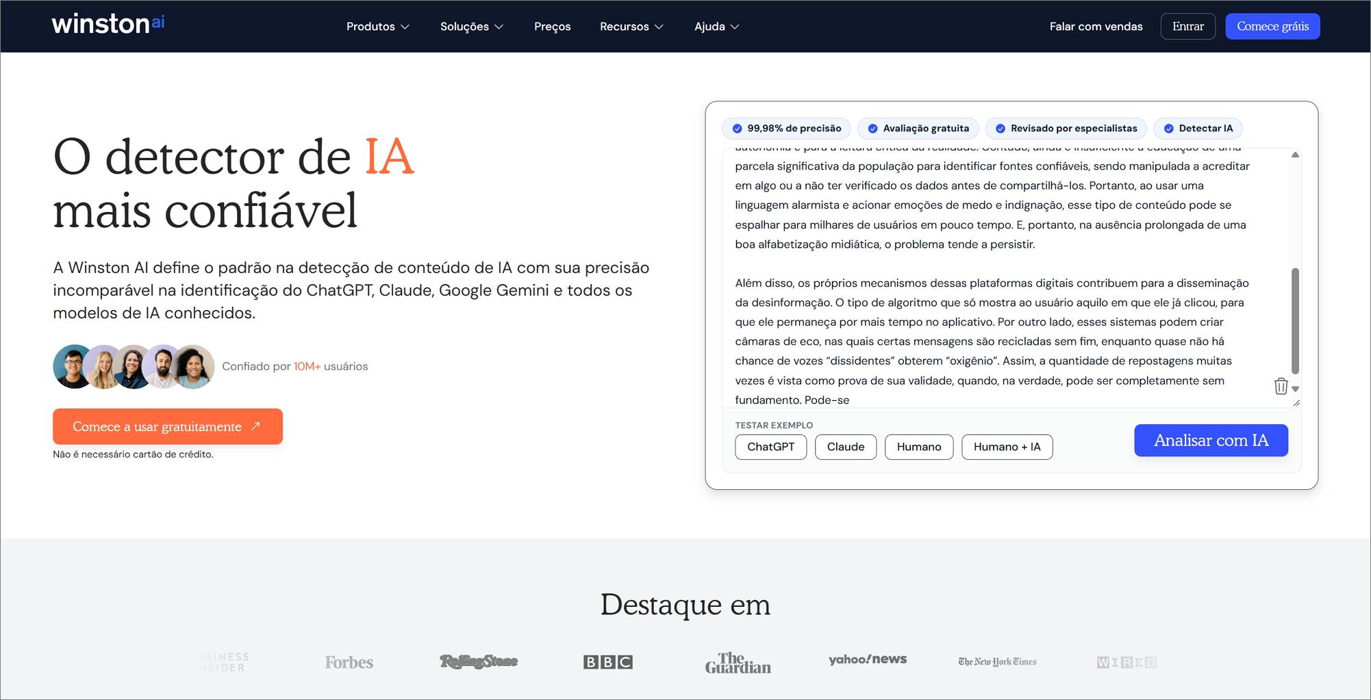 Detector de IA Winston AI